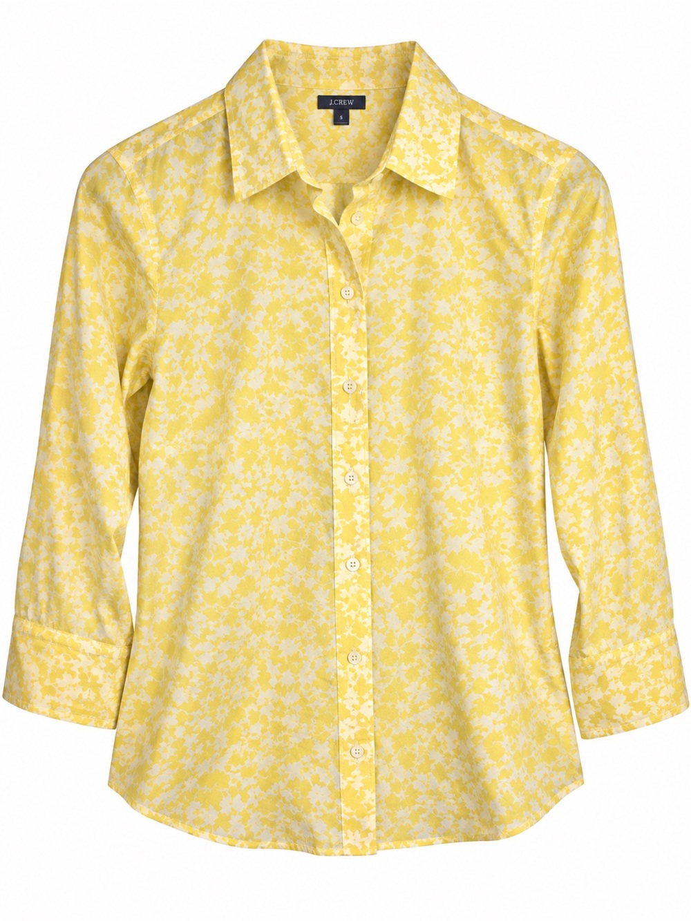 J.Crew Yellow White Floral Print Button Front Shirt Size Small Style 67615